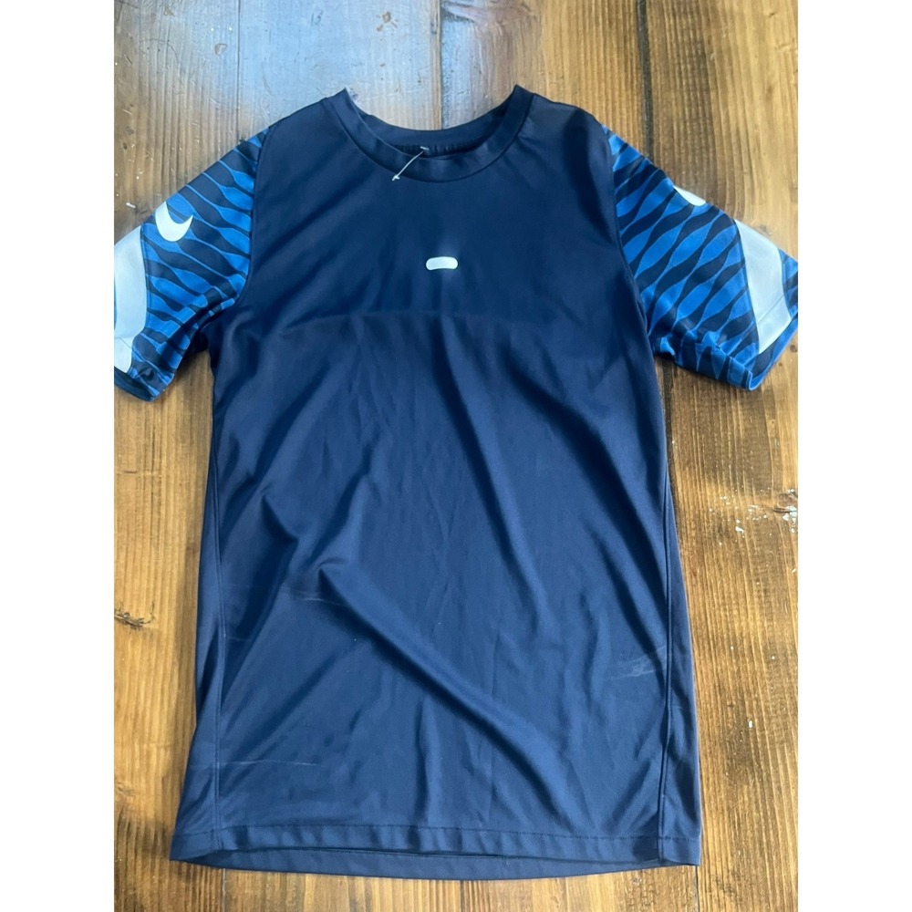 Nike Dri-FIT Mens Slim Fit Training Shirt Navy Blue Graphic Sleeve‎ Small